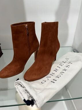 Gabriela Hearst Chestnut Suede Mid-Heel Ankle Booties